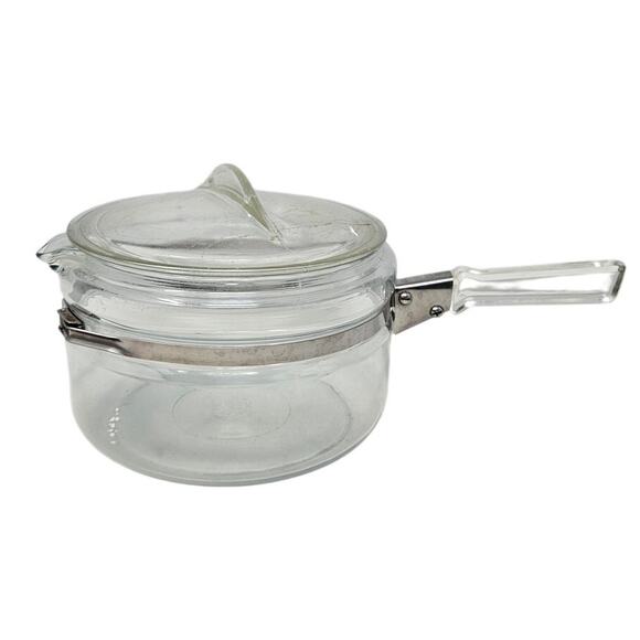 Vintage Mid Century Pyrex Flame Ware Sauce Pot Pan Glass US Made 1.5 qt Clear - Picture 1 of 5